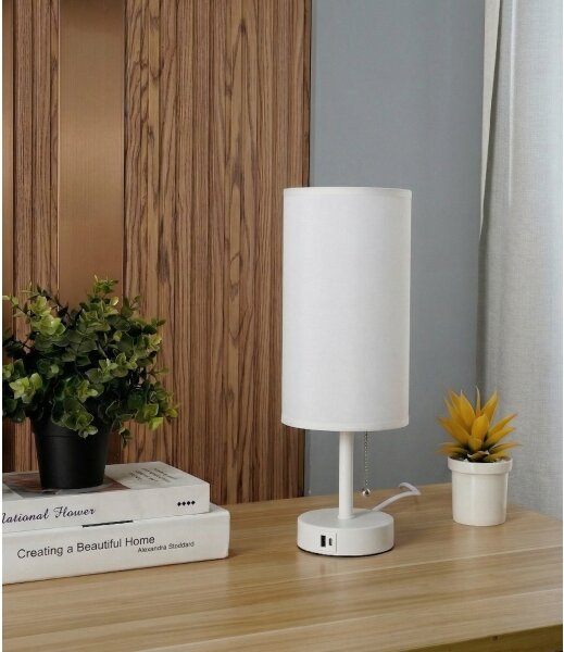 Brilagi - Lampă de masă TABLON cu port USB, 1xE27/25W/230V, albă