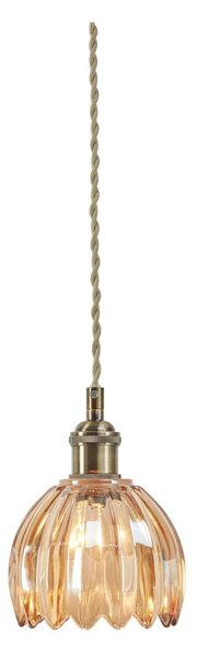Markslöjd 109137 - Pendul pe cablu GOTA, 1xE14/40W/230V, bej fumuriu/alamă
