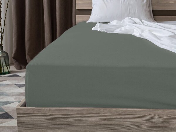 Cearsaf jersey verde inchis 180 x 200 cm