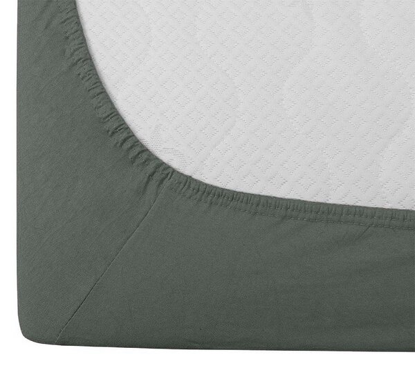 Cearsaf jersey verde inchis 180 x 200 cm