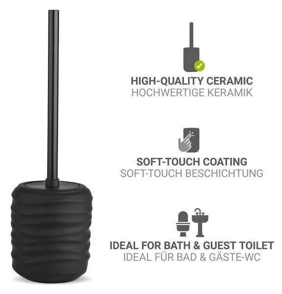 Perie de WC neagră din ceramică Illana – Wenko