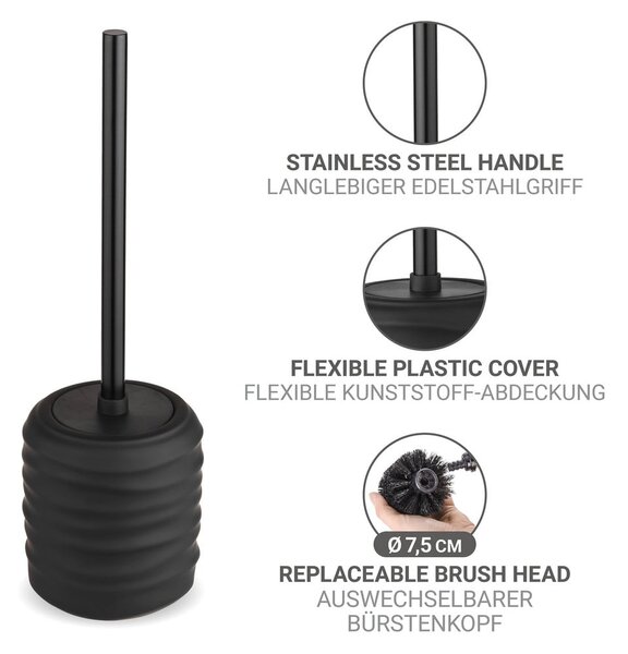 Perie de WC neagră din ceramică Illana – Wenko