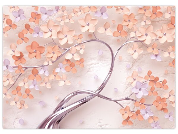 Tablou florilor de pom din coral - abstract (70x50 cm)