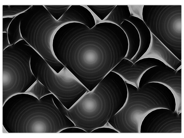 Tablou cu inimile alb - negre (70x50 cm)