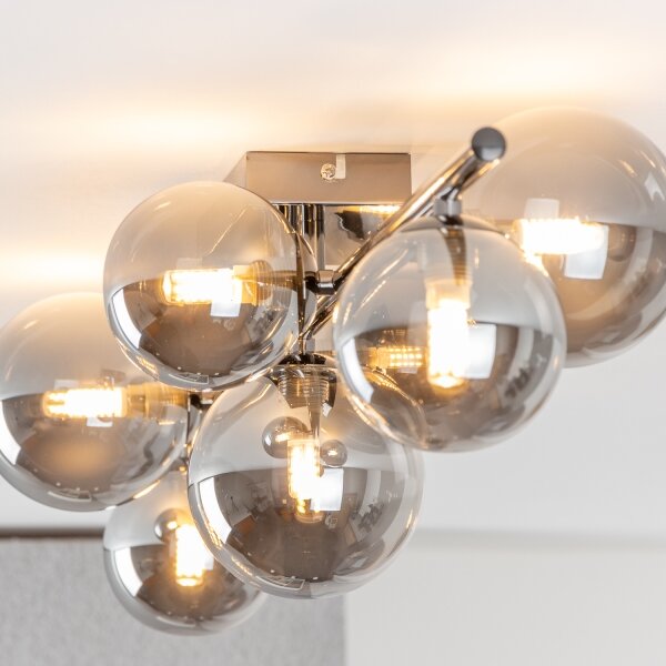 Brilagi - Lustră LED aplicată MILLA 7xG9/3W/230V, negru cromat/sticlă fumurie