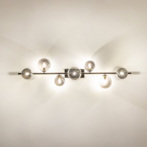 Brilagi - Lustră LED aplicată MILLA 7xG9/3W/230V, negru cromat/sticlă fumurie