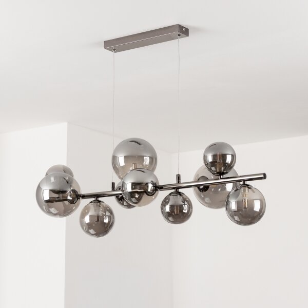 Brilagi - Lustru LED pe cablu MILLA, 10 x G9, 3W, 230V, crom-negru / sticlă fumurie