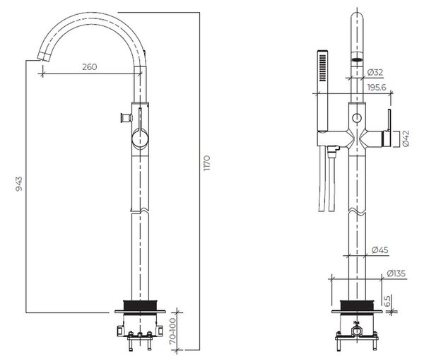 Oltens Rann baterie cadă-duș stativ crom 34304100