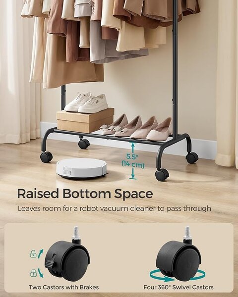 Cuier stander Negru Songmics 126x40x157 cm