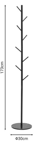 Cuier tip pom Fori Pako World Negru 30x30x173 cm