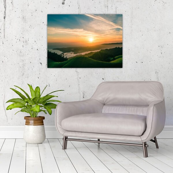 Tablou cu soarele răsărind deasupra mării (70x50 cm)