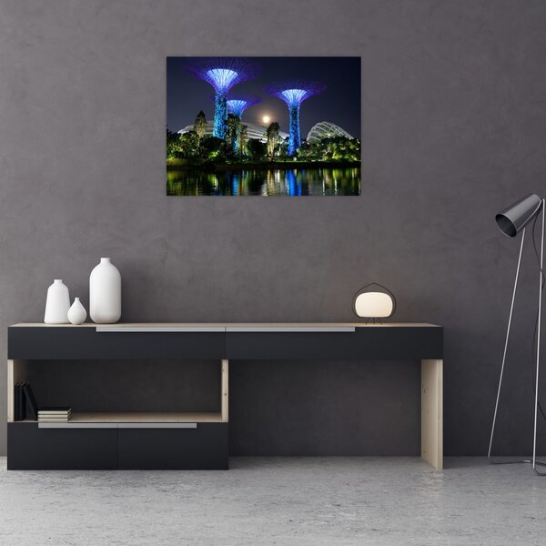 Tablou cu lună plină în grădinile din Singapur (70x50 cm)