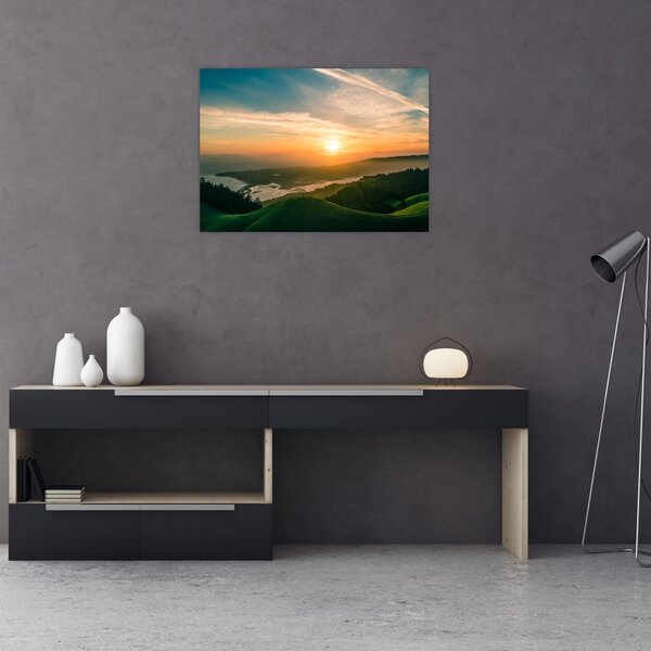 Tablou cu soarele răsărind deasupra mării (70x50 cm)