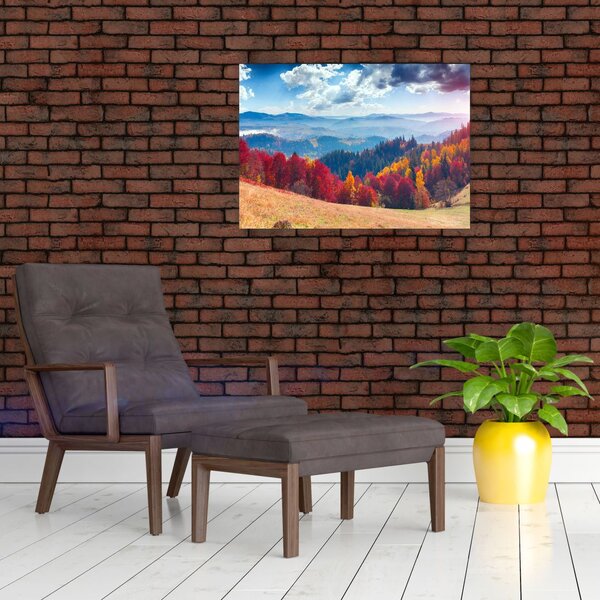 Tablou pe sticlă cu peisaj de toamnă pitoresc (70x50 cm)