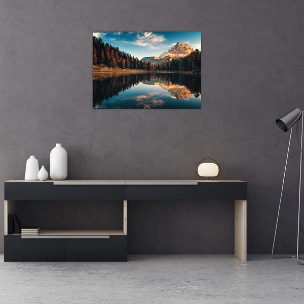 Tablou pe sticlă - Alpi, Italia, Dolomiți, Lago Antorno (70x50 cm)