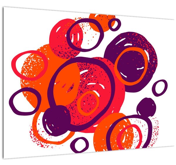 Tablou pe sticlă - Motiv cercuri în culori calde (70x50 cm)