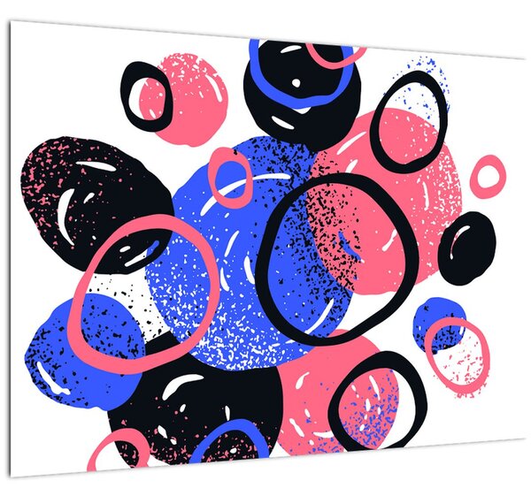 Tablou pe sticlă - Motiv cercuri în culori vii (70x50 cm)