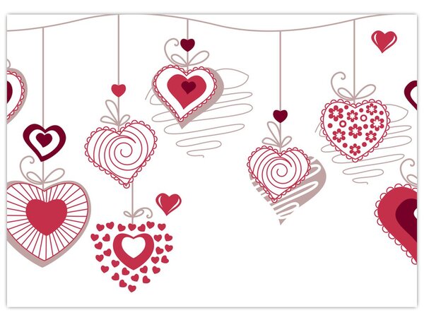 Tablou cu inimiore pictate (70x50 cm)