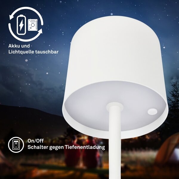 Briloner 7521016 - Lampă de birou LED SIGO cu dimmer, 2,5 W / 5 V, IP44, 2600 mAh, albă