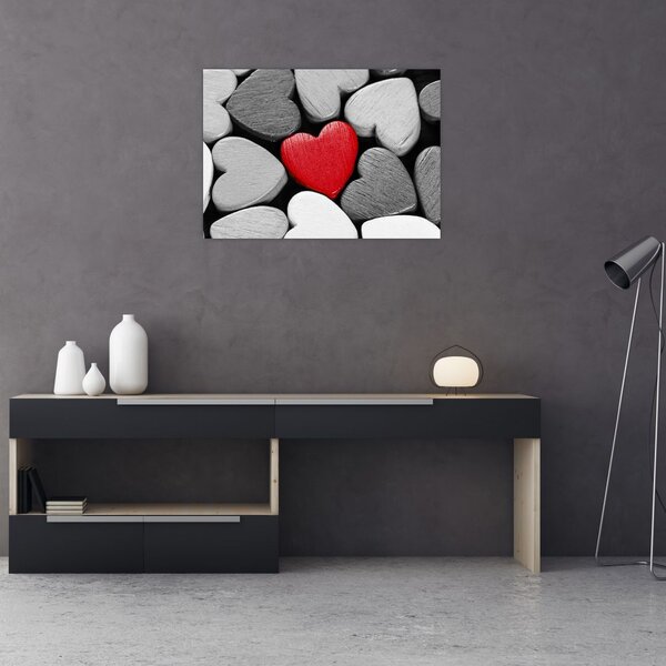 Tablou cu inimioare din lemn (70x50 cm)