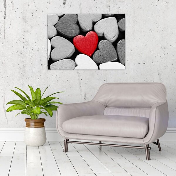 Tablou cu inimioare din lemn (70x50 cm)