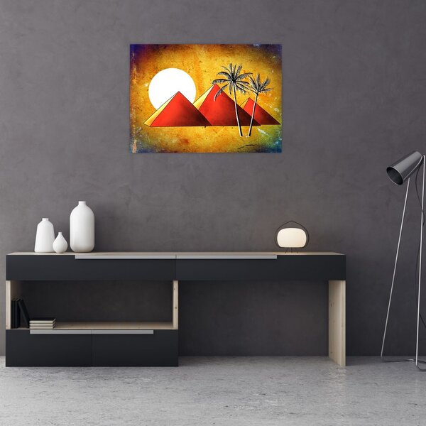 Tablou cu piramidele egiptene pictate (70x50 cm)