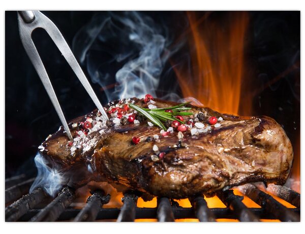 Tablou cu steac pe grill (70x50 cm)