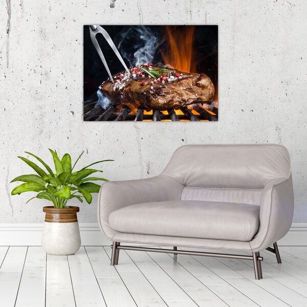 Tablou cu steac pe grill (70x50 cm)