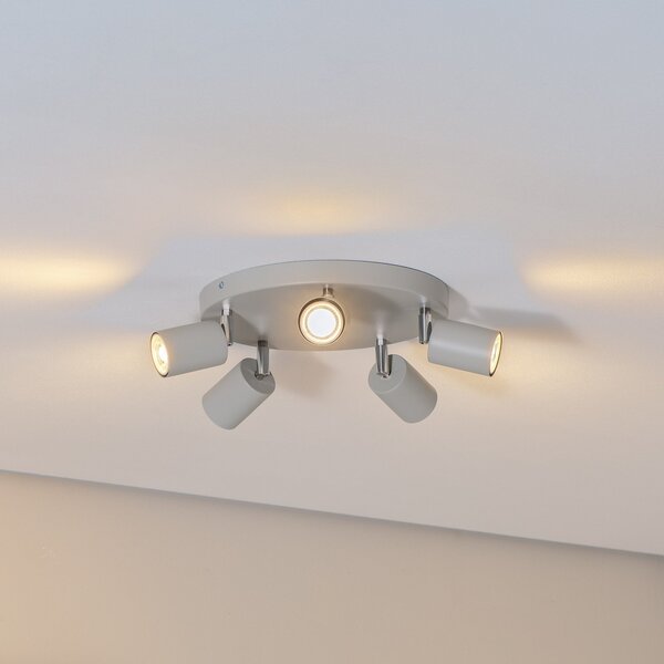 Luminex Spot de tavan Fun, gri, Ø 30 cm, reglabil, GU10, reglabil, Gri, Camera de zi / sufragerie, Metal, Modern