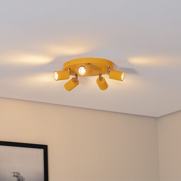 Luminex Spot de plafon Fun, galben, Ø 30 cm, reglabil, GU10, reglabil, Galben, Camera de zi / sufragerie, Metal, Modern