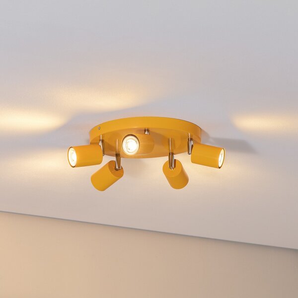 Luminex Spot de plafon Fun, galben, Ø 30 cm, reglabil, GU10, reglabil, Galben, Camera de zi / sufragerie, Metal, Modern