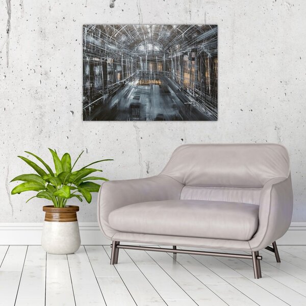Tablou cu u interiorul clădirii vechi (70x50 cm)