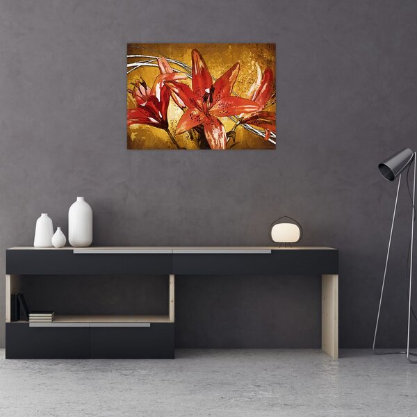 Tablou cu flori de crini (70x50 cm)