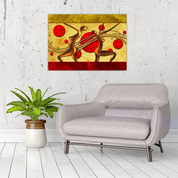 Tablou abstract cu două femei (70x50 cm)