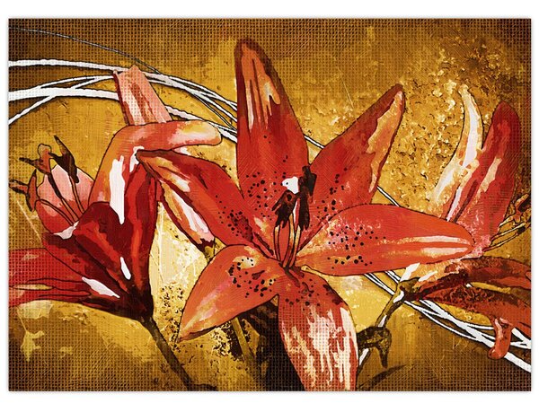Tablou cu flori de crini (70x50 cm)