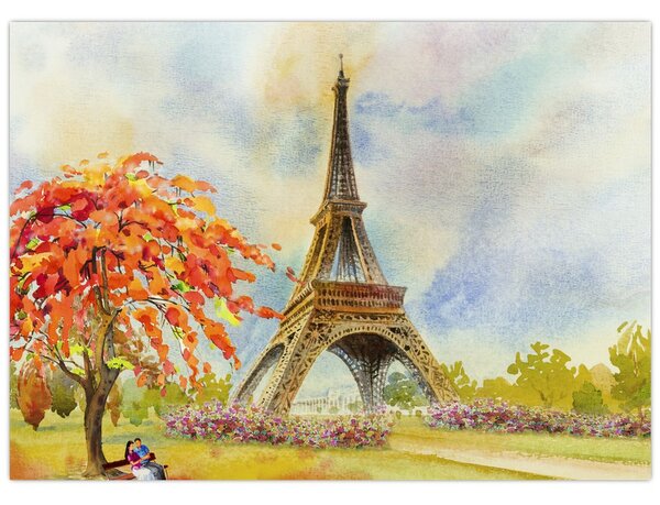 Tablou pictat cu turnul Eiffel (70x50 cm)