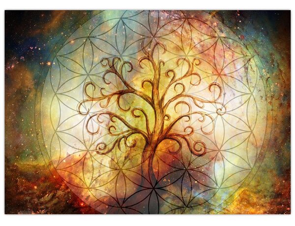 Tablou abstract cu copac (70x50 cm)