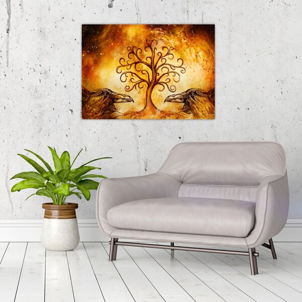 Tablou natural abstract cu copac (70x50 cm)