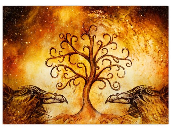 Tablou natural abstract cu copac (70x50 cm)