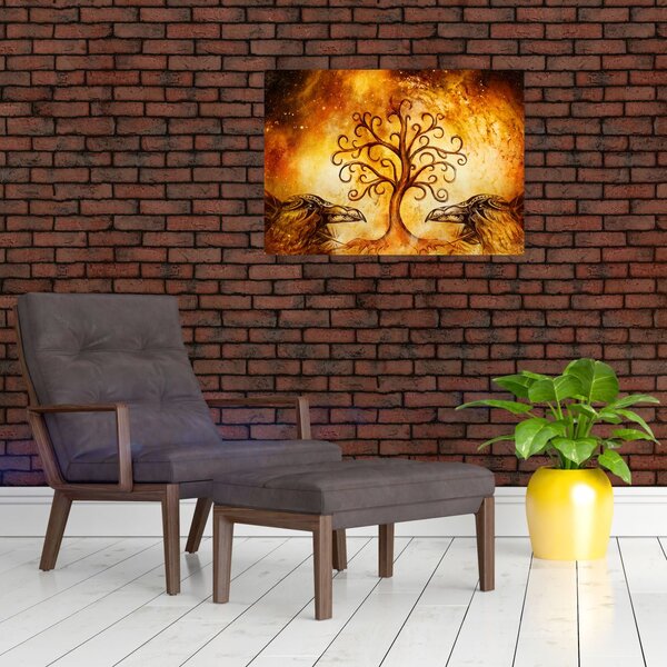 Tablou natural abstract cu copac (70x50 cm)