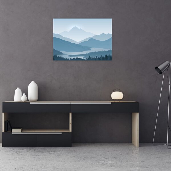 Tablou - Munții cu privirea graficeanului (70x50 cm)