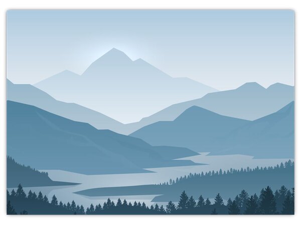 Tablou - Munții cu privirea graficeanului (70x50 cm)