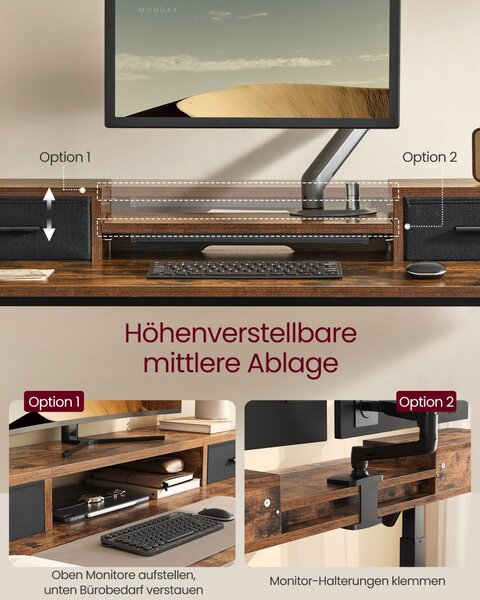 Birou reglabil Vasagle Alb 120x60x131.5 cm