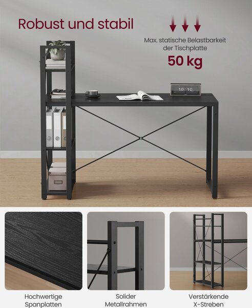Birou Vasagle Negru 137.2x60x118.7 cm
