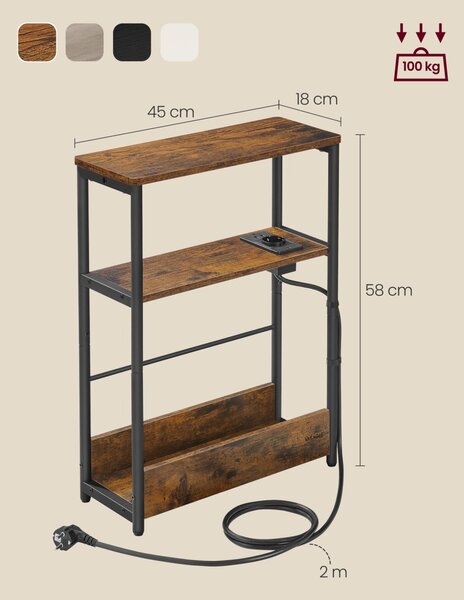 Masuta laterala cu priza Vasagle Maro 45x18x58 cm