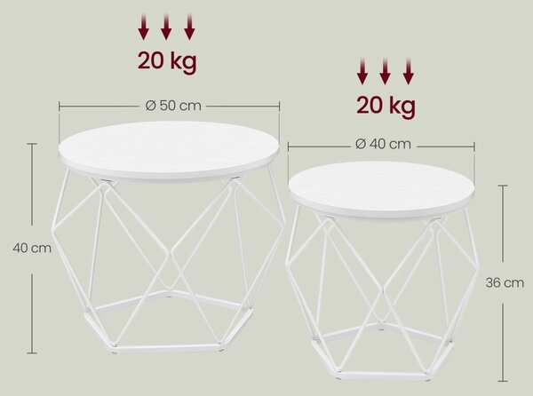 Masuta de cafea Vasagle Alb 48.2x48.2x39.2 cm