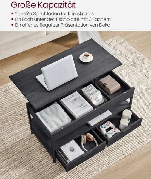 Masuta de cafea extensibila Vasagle Gri 100x50x48 cm