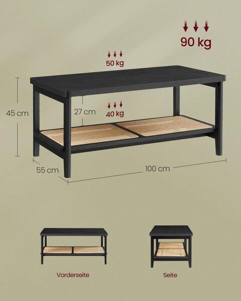 Masuta de cafea Vasagle Negru 100x55x45 cm