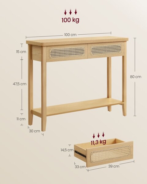 Consola Vasagle Bej 100x30x80 cm