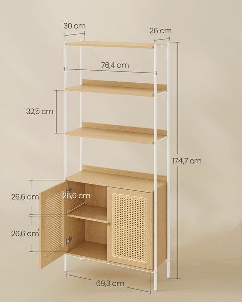 Biblioteca Vasagle Bej 30x76.4x174.7 cm